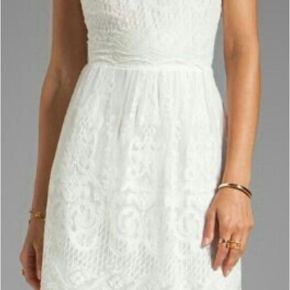 Dolce Vita Kloey Silk Embroidery Lace Mini Dress Size Large White Fit & Flare - Picture 5 of 14